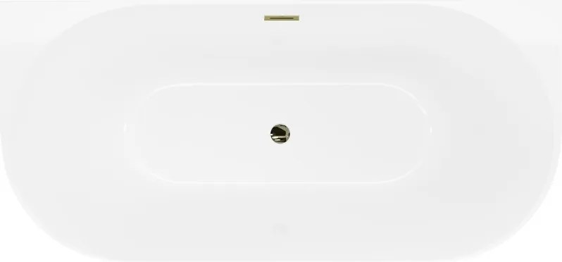 Mexen Oval Slim wanna wolnostojąca przyścienna 170 x 80 cm, biała, przelew złoty - 52661708000-50