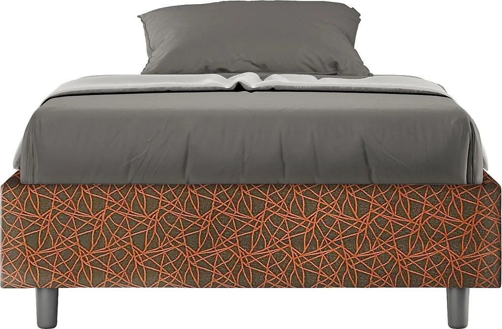 Łóżko wyposażone w stelaż z listwami z pojemnikiem tapicerowane 120x200 tkaniny Era 4 pomarańczowy Azelia