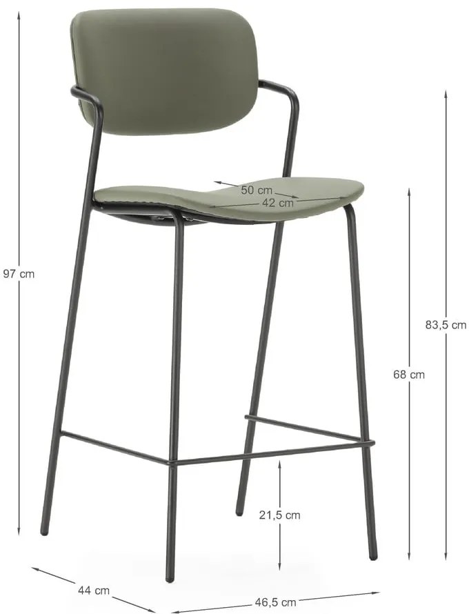 Hokery w kolorze khaki zestaw 2 szt. (wysokość siedziska 68 cm) Maika – Marckeric