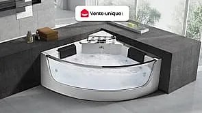 Wanna narożna z hydromasażem EVELINA – 2-osobowa – 330 l – 138 × 138 × 63 (dł. × szer. × wys.)