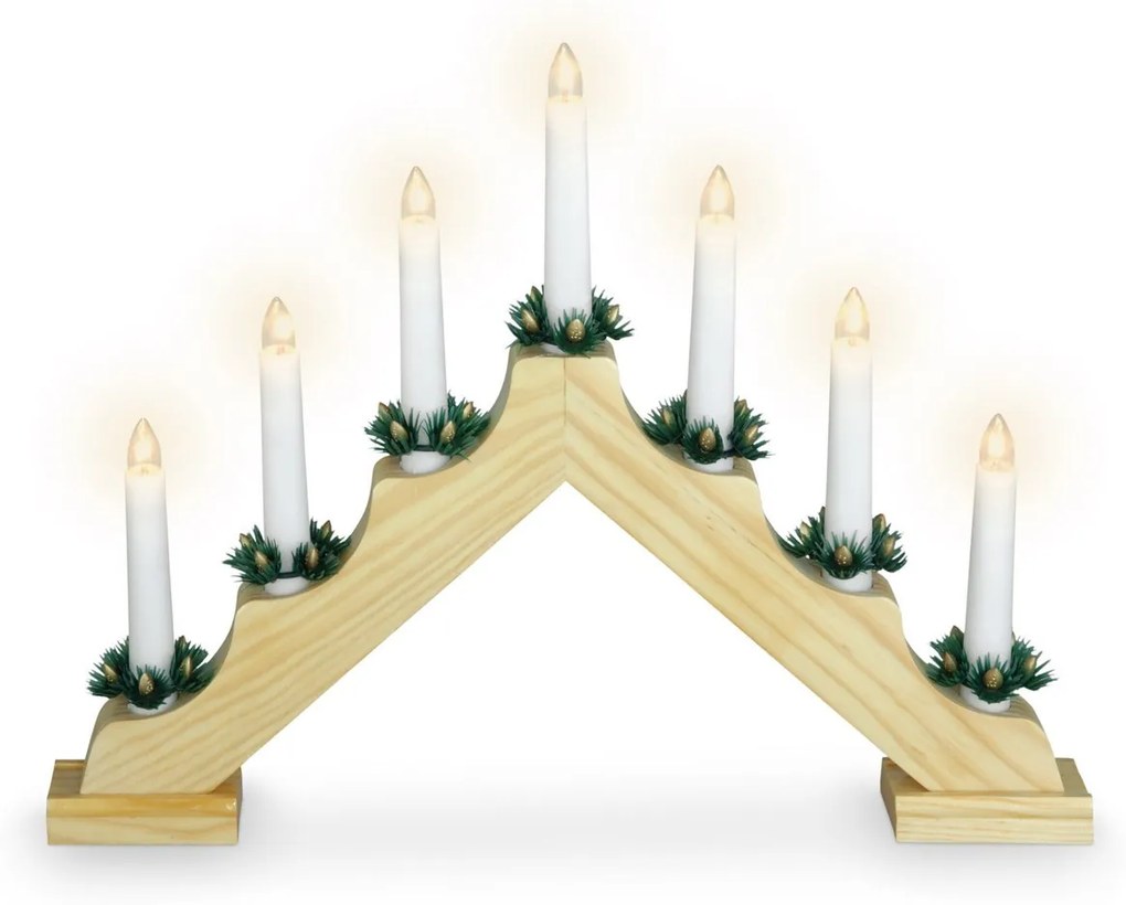 Świecznik świąteczny Candle Bridge brązowy, 7 LED