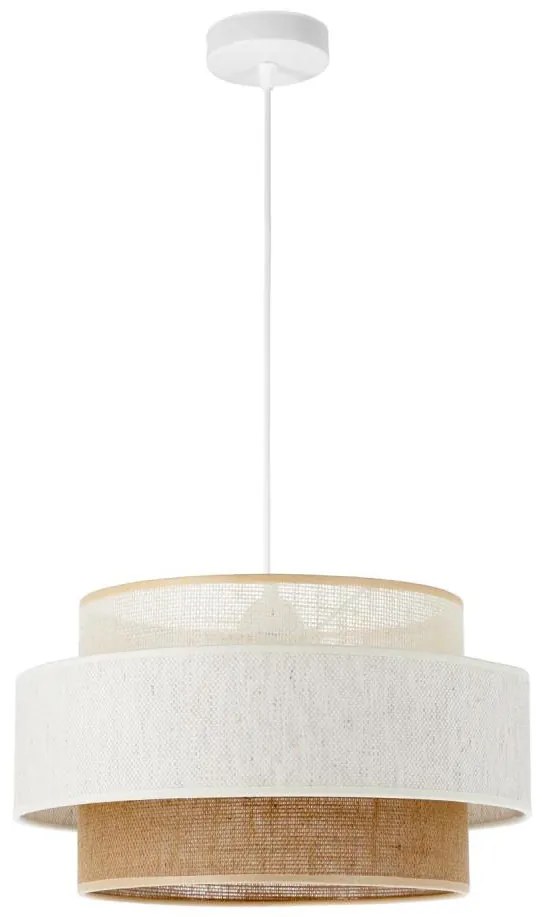 Lampa wisząca BOHO na lince 1xE27/60W/230V śr. 40 cm biały/juta