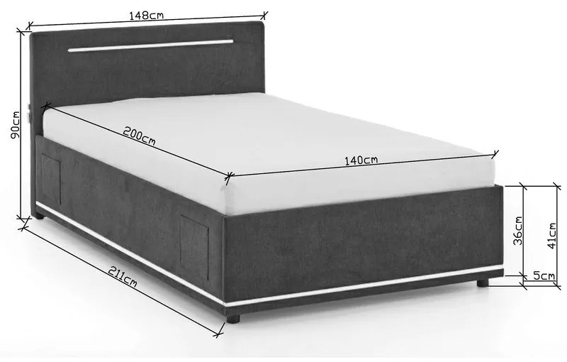 Ciemnoszare tapicerowane łóżko dziecięce bez stelaża 140x200 cm Circle – Meise Möbel