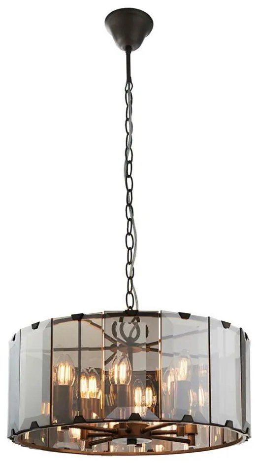 Endon 61294 - Żyrandol na łańcuchu CLOONEY 8xE14/40W/230V czarny/dym
