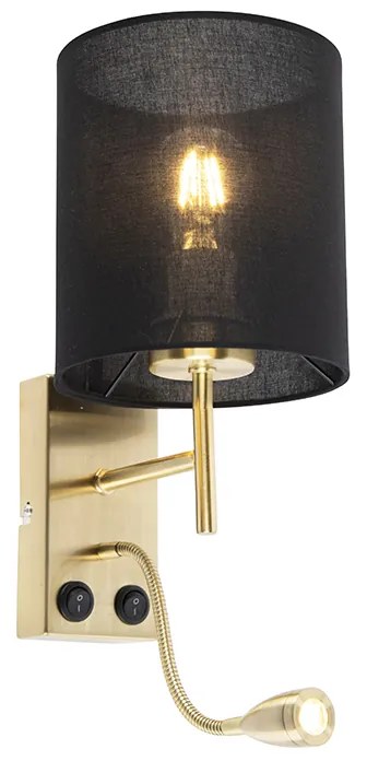 Lampa ścienna w stylu art deco czarna z czarnym bawełnianym abażurem - Stacca ArtDeco Oswietlenie wewnetrzne