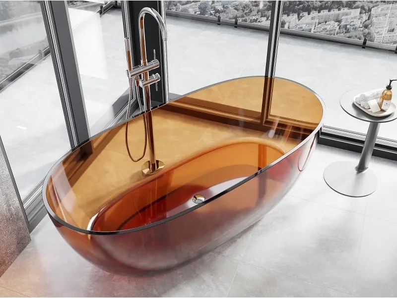 Mexen Pure earth wanna wolnostojąca transparentna 170 x 80 cm, korek chrom - 58071708005