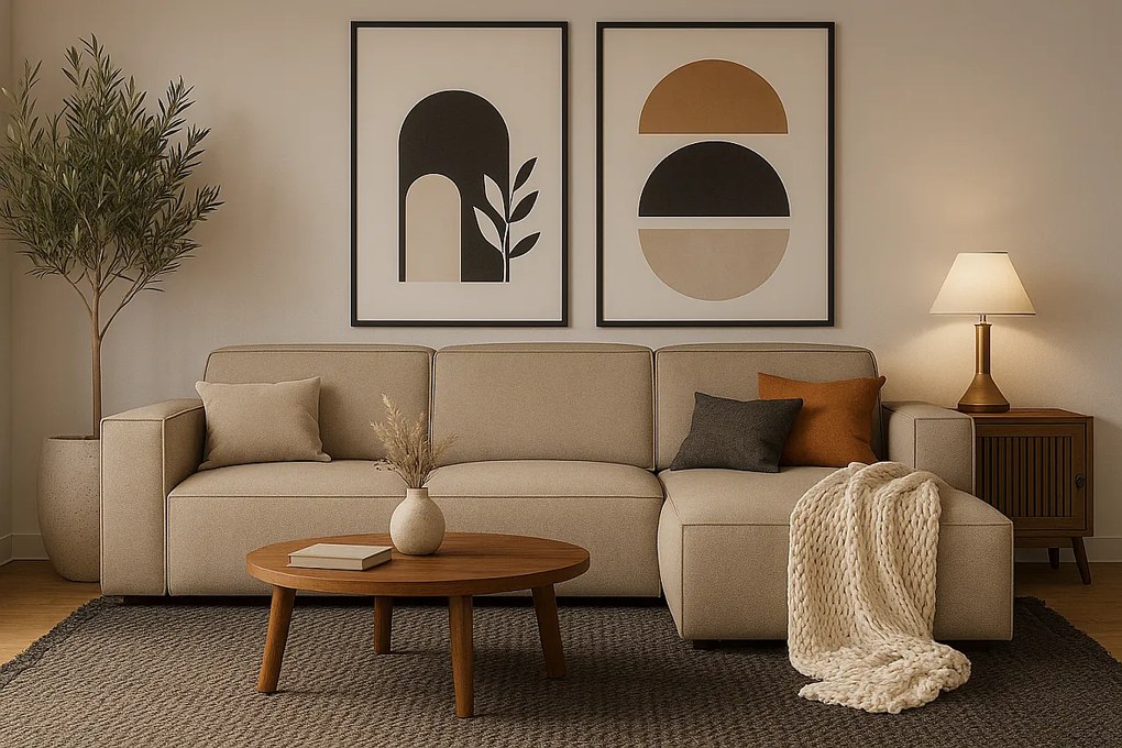 Narożnik modułowy Cursal A  prawy – sofa narożna 284 x 166 cm, beżowy Raven 30, nowoczesny design