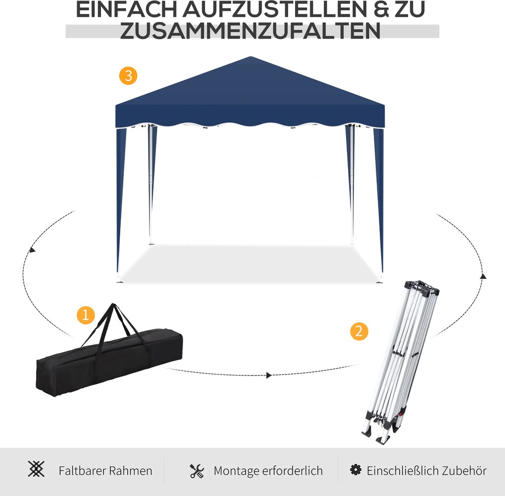 Outsunny namiot ogrodowy 3x3 m niebieski składany z regulacją wysokości UV ochrona Aosom PL