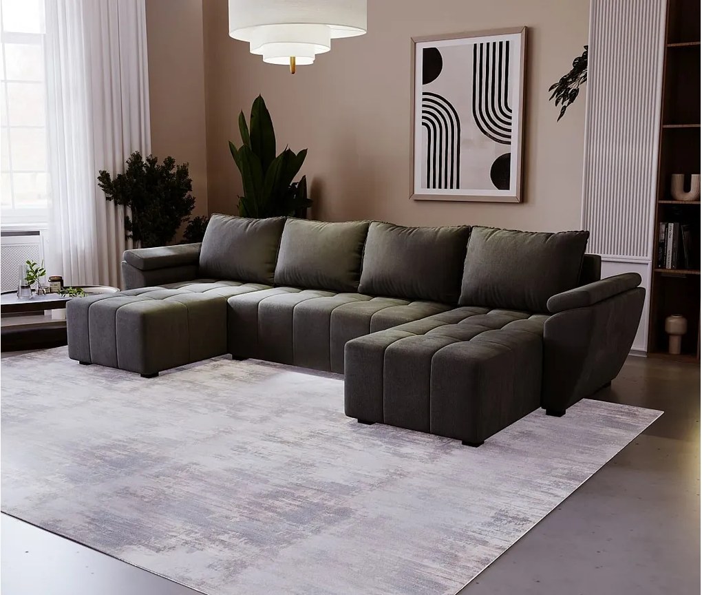 BEDANTE narożnik ZEUS U Monolith 92 ciemnoszary z funkcją spania sofa w kształcie litery U z pojemnikiem na pościel kanapa do salonu sofa rozkładana