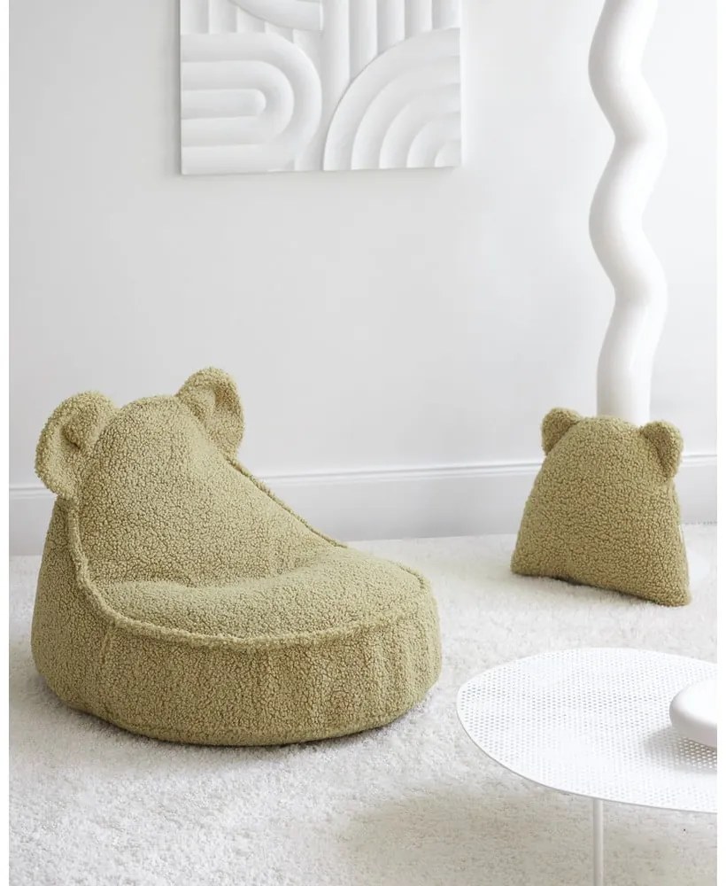 Zielony dziecięcy worek do siedzenia z materiału bouclé Bear – Wigiwama
