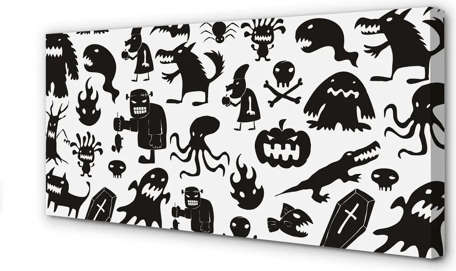 Obraz na płótnie Czarne Stwory na Białym Tle