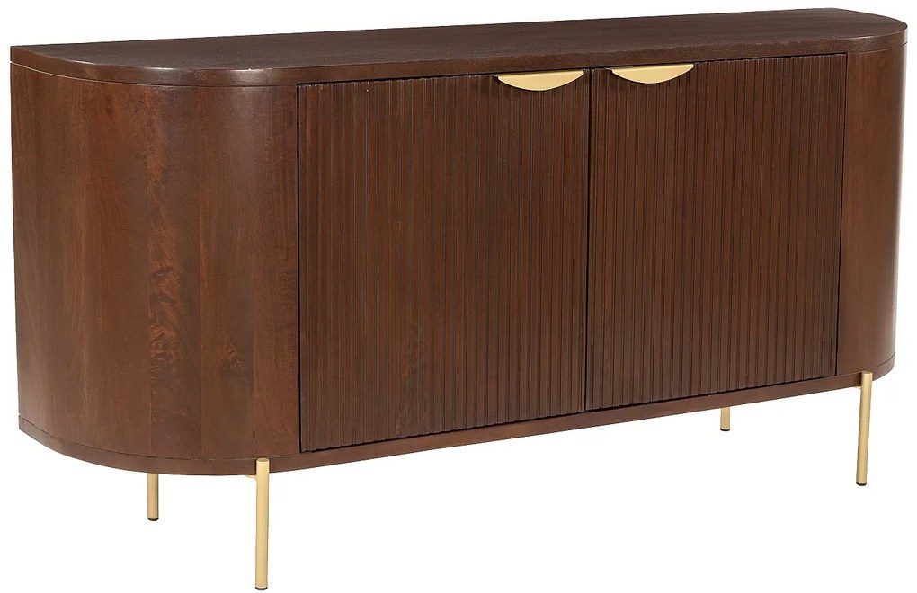 Komoda 2-drzwiowa z drewna mangowca i metalu - Naturalny i złoty - NEVILI