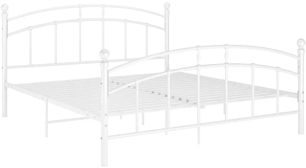 Białe metalowe łóżko z zagłówkiem 140x200 cm E0-S72