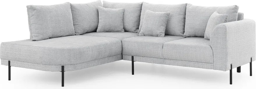 Jasnoszary narożnik z tkaniny szenilowej (lewostronny/w kształcie litery L) Mauris – Ropez