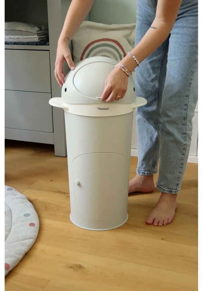 Jasnoszary plastikowy kosz na pieluchy 25 l Whale – Kindsgut