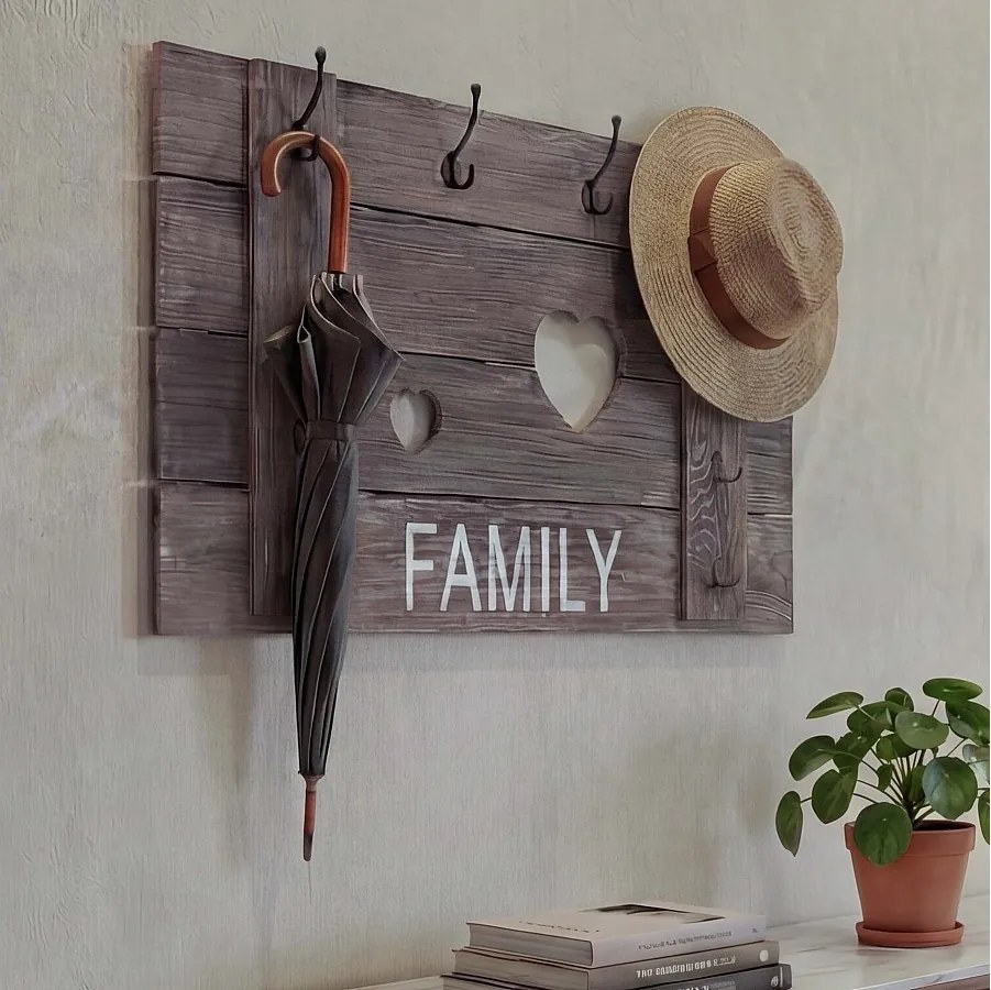 Wieszak ścienny MCW-C89 Family Shabby-Look,  brązowy, shabby