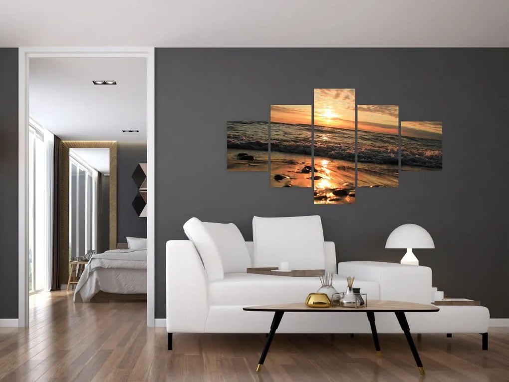 Obraz - Zachód słońca nad oceanem (125x70 cm)