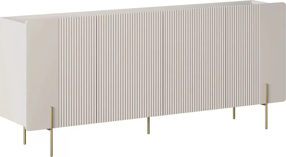 Komoda Malmi 200 cm czterodrzwiowa - kaszmir / crema bianca / złote nóżki
