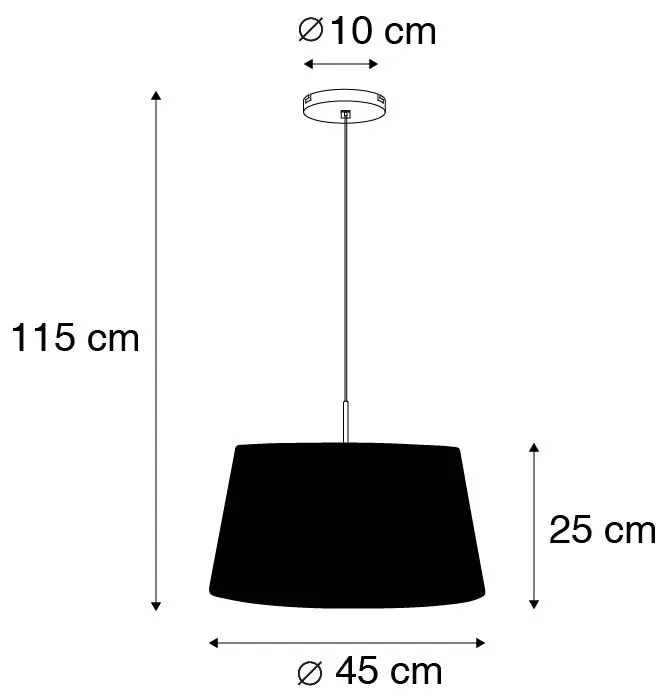 Lampa wisząca stal klosz czarny 45cm - Combi Nowoczesny Oswietlenie wewnetrzne