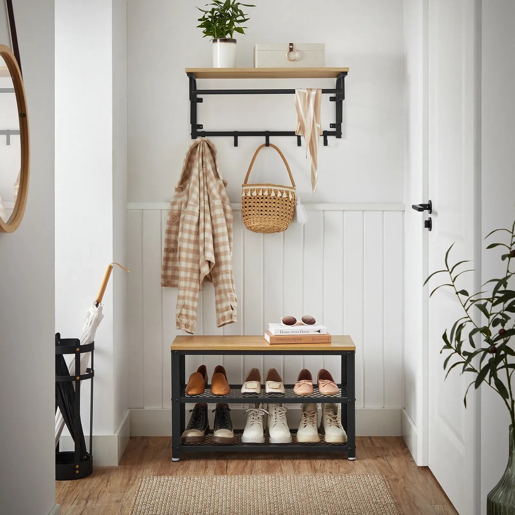 Industrialny wieszak na ubrania z półką dąb artisan D3-P25