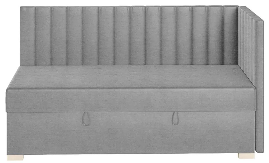 Szare narożne łóżko dziecięce ze schowkiem i materacem 90x200 cm Snugi – Ghado