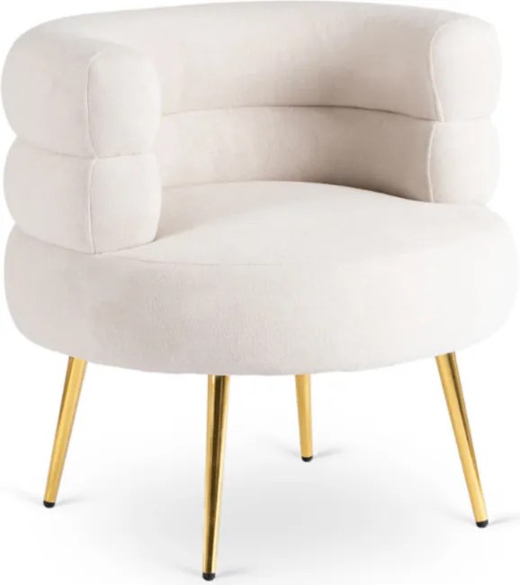 Fotel Wypoczynkowy do Salonu PRESTON Kremowy/Złoty Nowoczesny