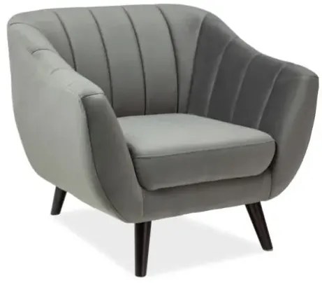 FOTEL ELITE 1 VELVET SZARY BLUVEL 14 / WENGE SIGNAL