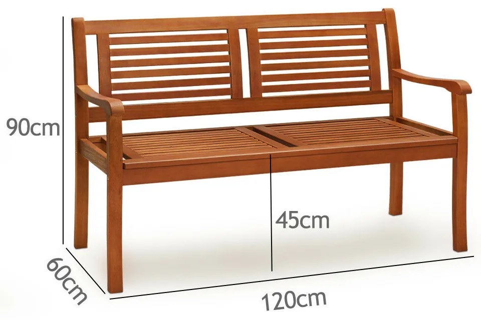 Ławka ogrodowa MANUELA, 120x60x90cm, naturalny brąz Casaria