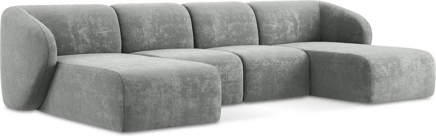 Szary narożnik z tkaniny szenilowej (w kształcie litery U) Lani – Makamii