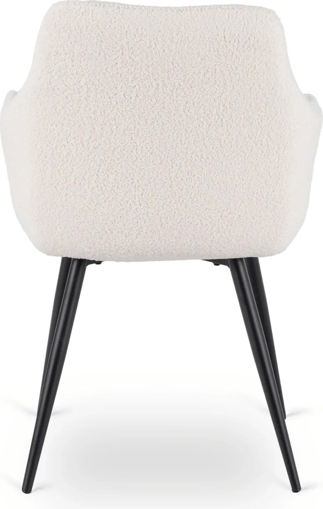 Krzesło Tapicerowane do Salonu NAWARA Kremowe Boucle Nowoczesne