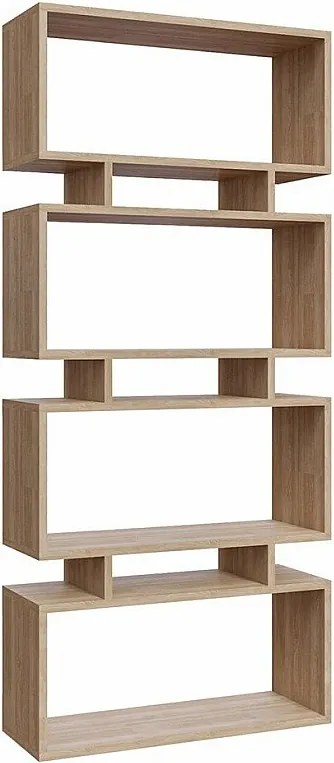 Regał dębowy – 72 cm x 25 cm x 161 cm – dąb – płyta wiórowa pokryta melaminą