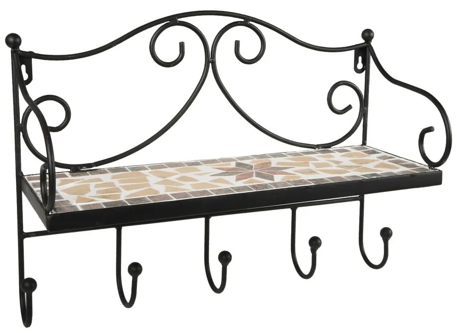 Czarny metalowy wieszak ścienny z półką 42 cm Almeria – Garden Pleasure