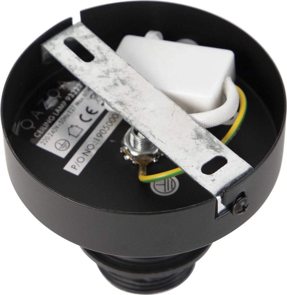 Lampa sufitowa z abażurem z bawełny czarna ze złotem 25 cm - Combi Black