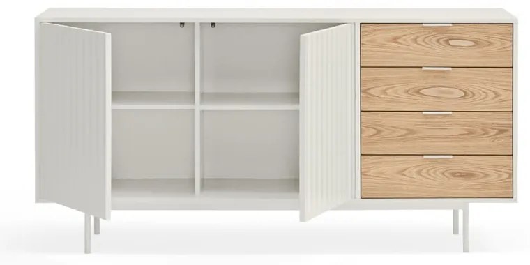 Biało-naturalna niska komoda w dekorze dębu 159x80 cm Sierra – Teulat