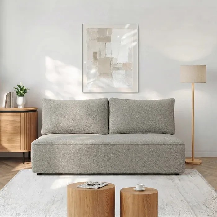 Sofa z Funkcją Spania MAVIA Szara Boucle Nowoczesna