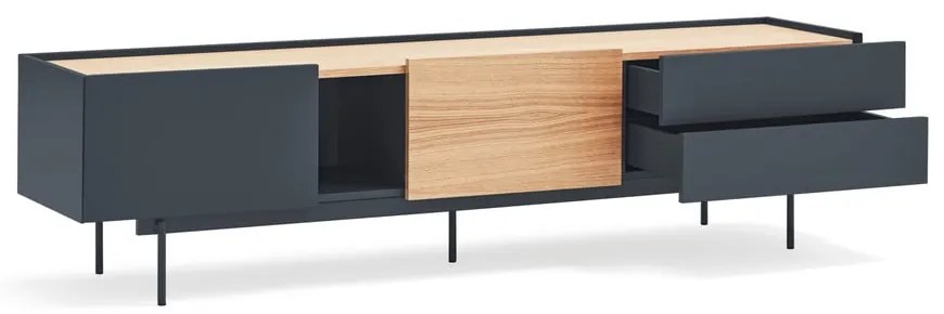 Antracytowo-naturalna szafka pod TV w dekorze dębu 180x45 cm Otto – Teulat