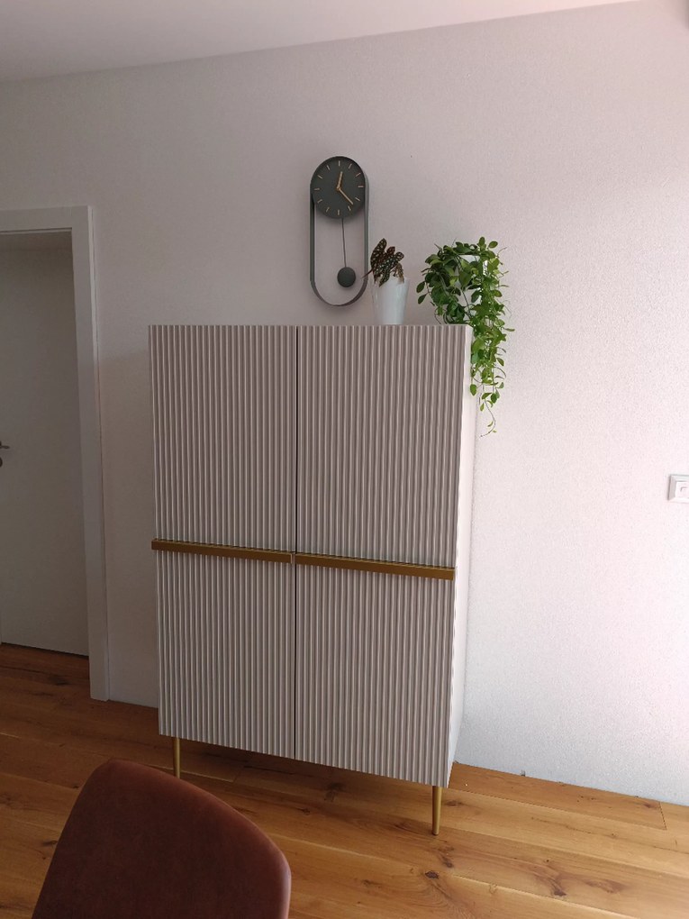 Komoda wysoka Nicole 100 cm - kaszmir / złote nóżki