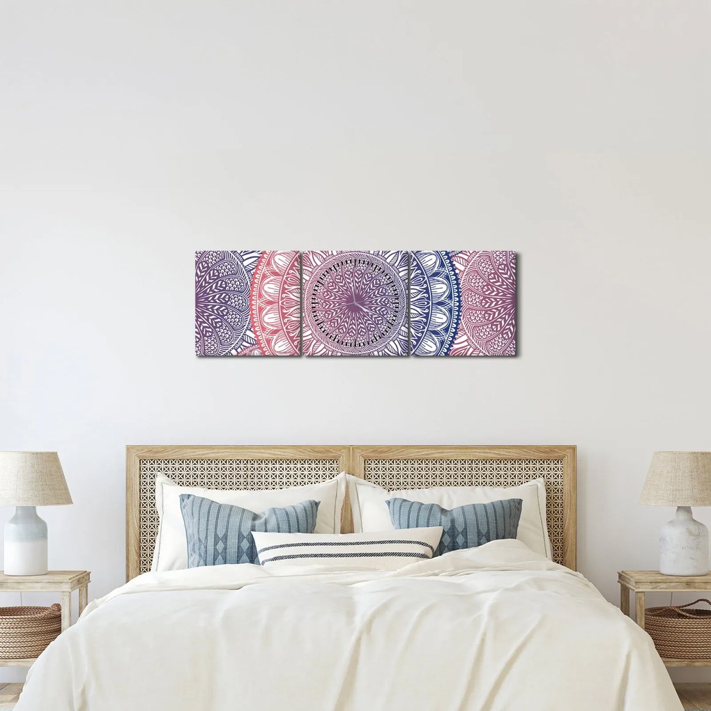 Obraz z mandali (z zegarem) (90x30 cm)