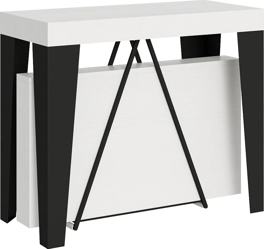 Konsola rozkładana 90x40/196 cm Algo Small frassino biała rama w kolorze antracytu