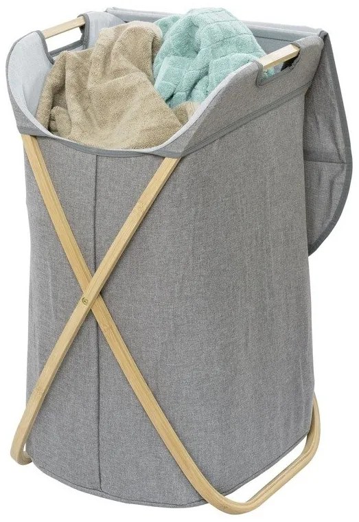 Kosz na pranie BAHARI, torba z poliestru i bawełny na składanym stelażu - 79 l, 68 x 46 x 40 cm, WENKO