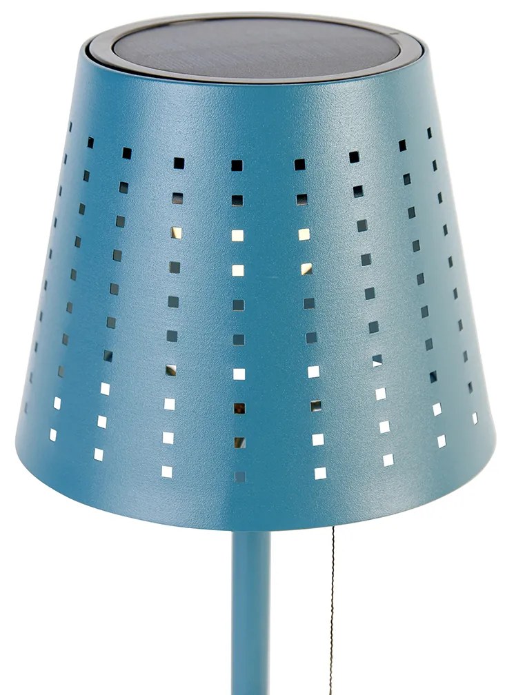 Zewnetrzna Lampa stołowa zewnętrzna niebieska z LED, 3-stopniowa regulacja jasności, ładowanie i zasilanie słoneczne - FerreDesignerski Oswietlenie zewnetrzne