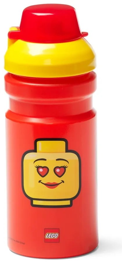 Czerwona butelka na wodę z żółtą zakrętką LEGO® Iconic, 390 ml