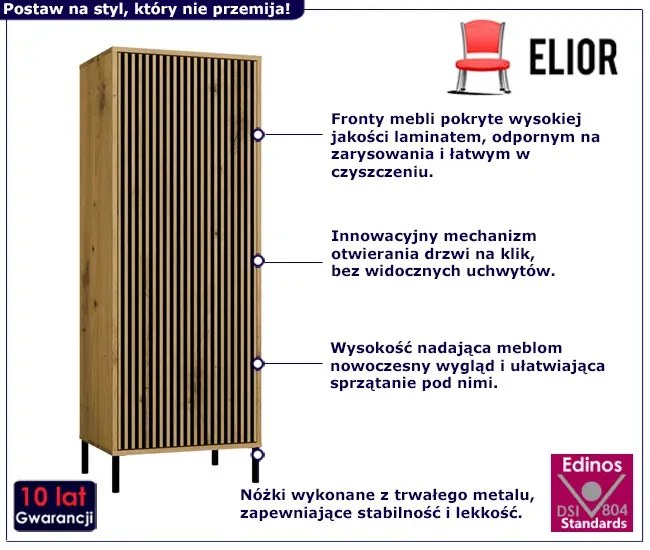 Minimalistyczna komoda z lamelami dąb artisan - Valdi 6X