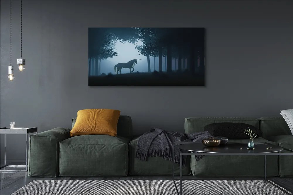 Zdjęcie na płótnie Nocny Las i Jednorożec