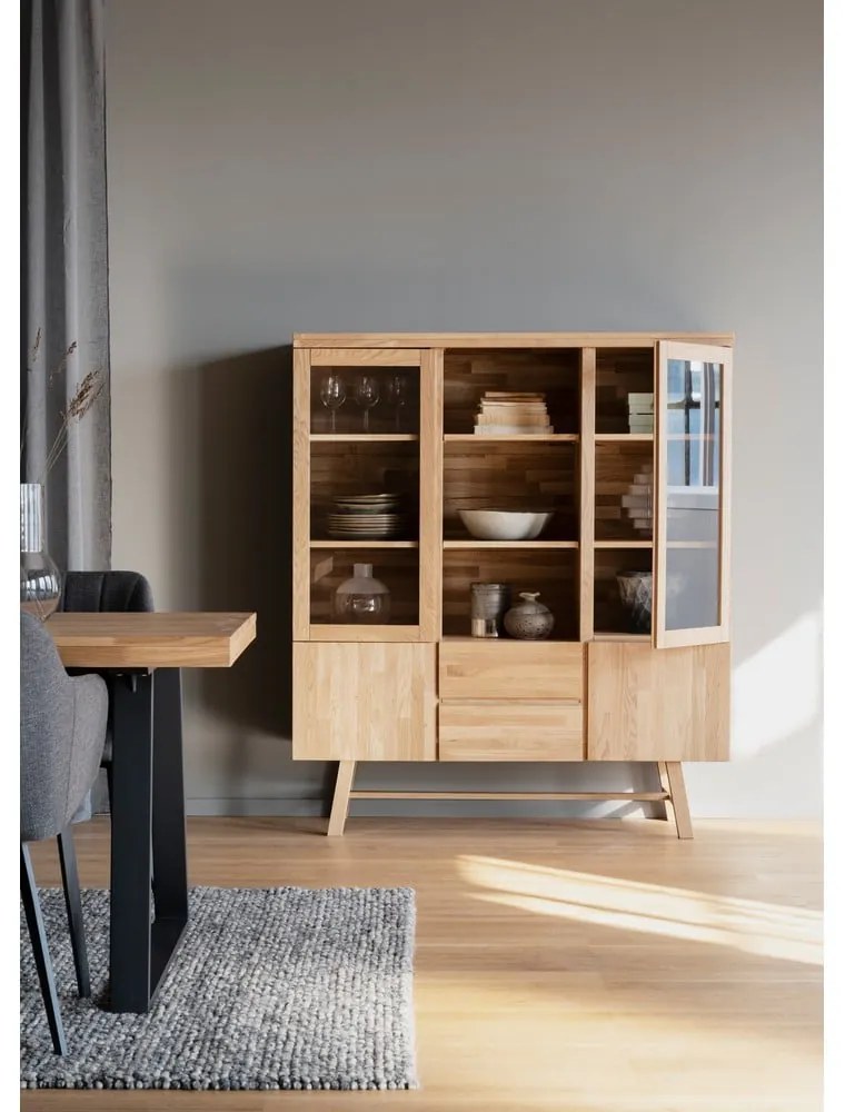 Naturalna witryna z litego drewna dębowego 130x150 cm Brooklyn – Rowico