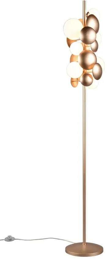 Lampa stojąca w biało-złotym kolorze ze szklanym kloszem (wys. 155 cm) Bubble – Trio Select