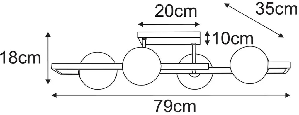 Lampa z czterema kloszami czarno-beżowa E6-R25