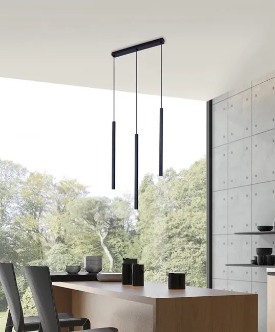 Czarna potrójna lampa wisząca tuba - S811 A8-Z79