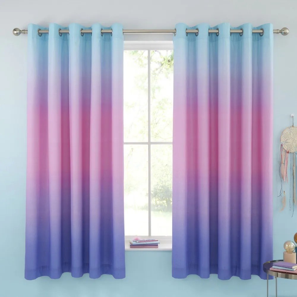 Różowo-fioletowa zasłona dziecięca 2 szt. 168x183 cm Ombre Rainbow Clouds – Catherine Lansfield