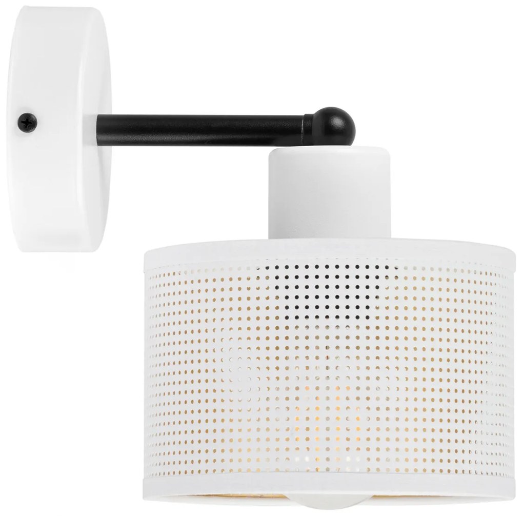 Biały kinkiet jednopunktowy z białym abażurem WD-BE-1010WE-WE